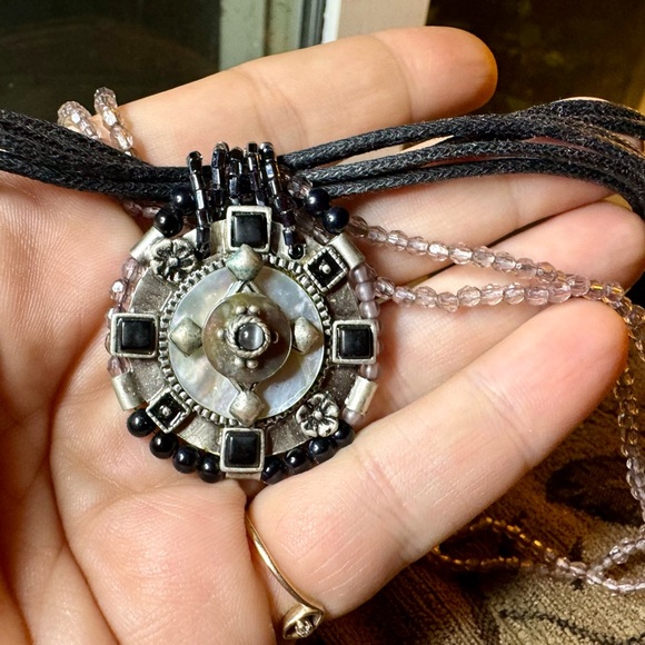 Bead and cord necklace with extender. - Picture 9 of 9